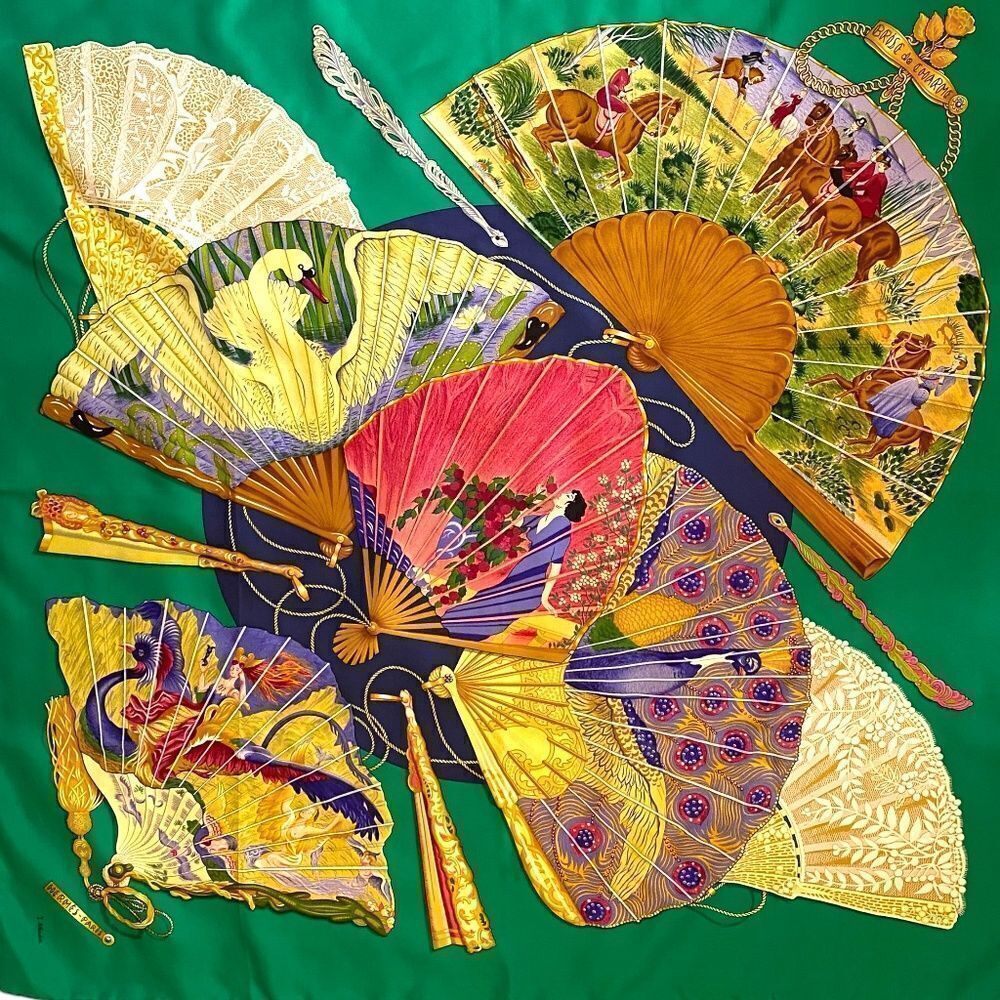 Herms Seidencarr Brise De Charme Silk Scarf Vintage